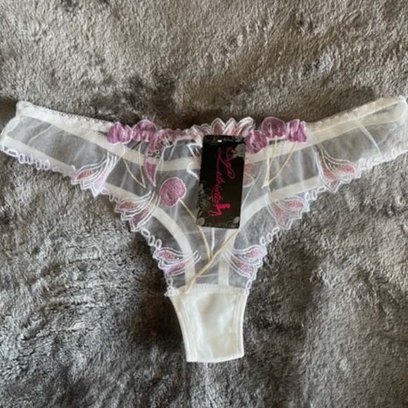 PINK ** Embroidered G-string/Thong. Sheer BRIDAL G-String. Sexy sheer T… - Picture 6 of 12